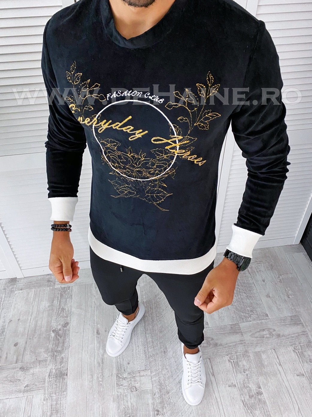Bluza barbati neagra slim fit 2572 n5-4